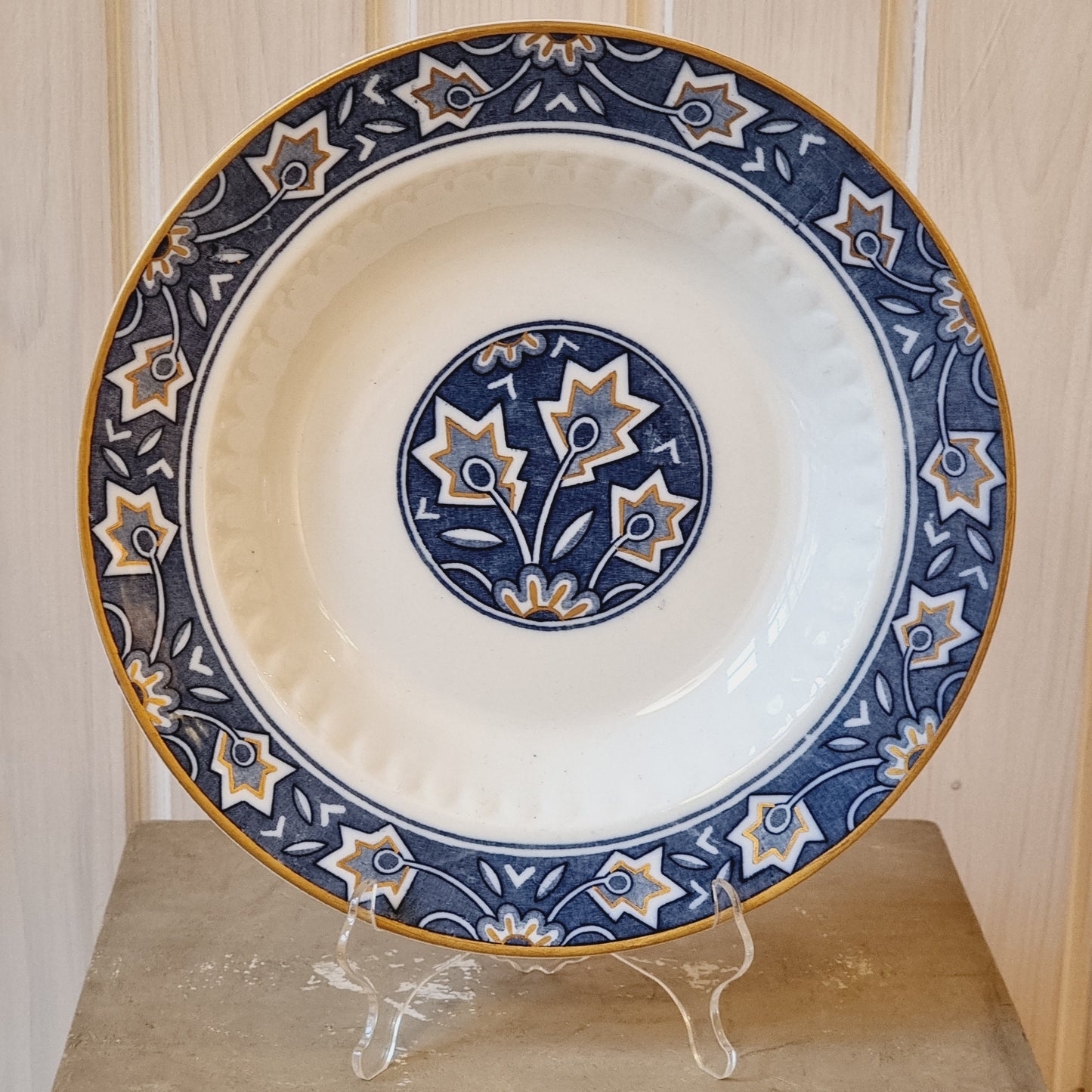 Deep plate Sapphire gold Wilhelm Kåge Gustavsberg 25cm