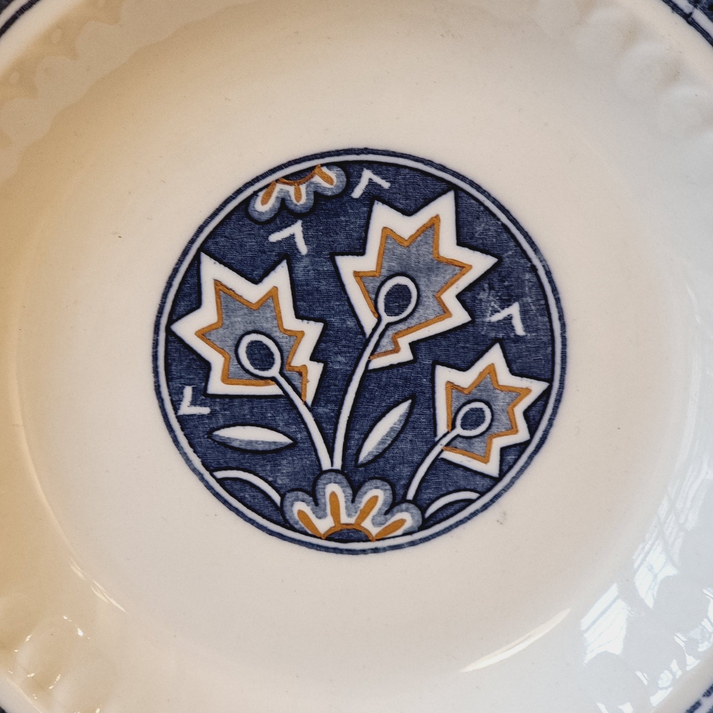 Deep plate Sapphire gold Wilhelm Kåge Gustavsberg 25cm