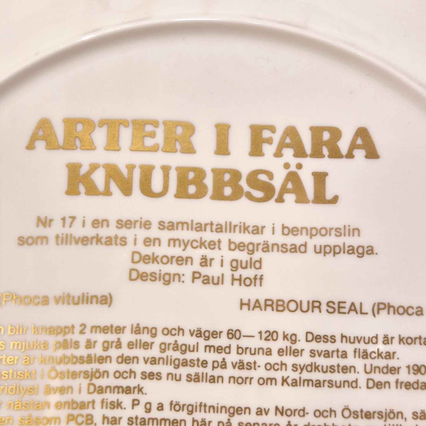 Mattallrik Arter i fara Knubbsäl Paul Hoff Gustavsberg