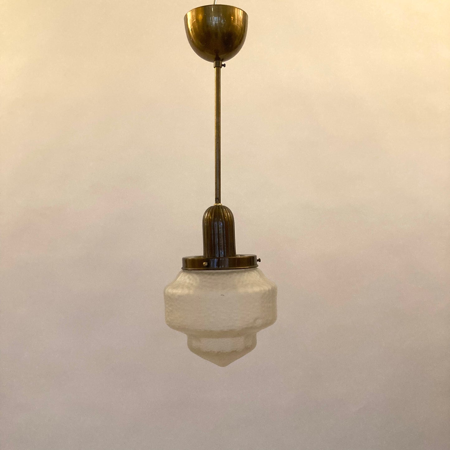 Ceiling lamp glass & brass 1920-30s