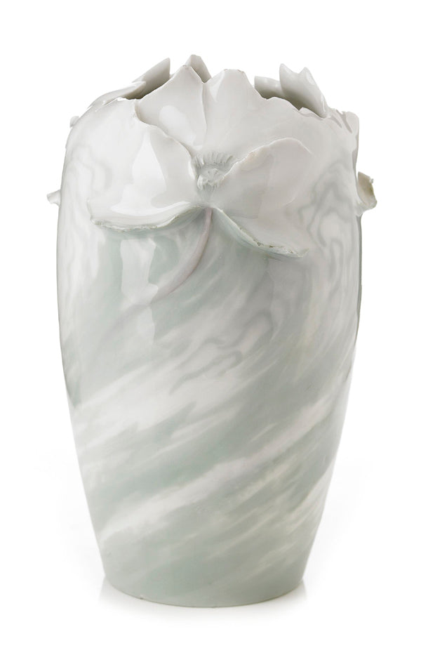 Rörstrand underglaze vase with flowers in relief. Signed MA Rörstrand. H. 19