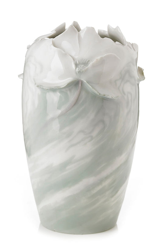 Rörstrand underglaze vase with flowers in relief. Signed MA Rörstrand. H. 19