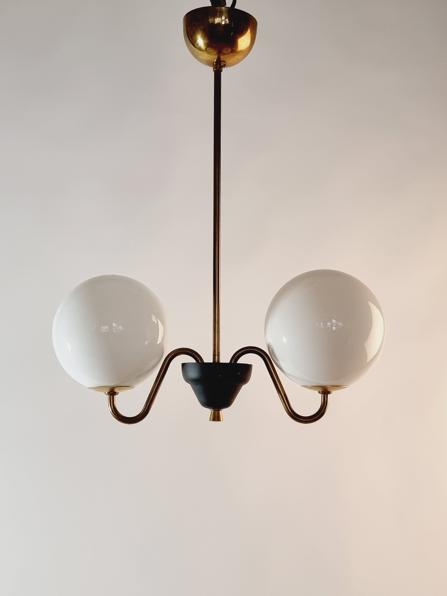 Ceiling lamp brass & glass