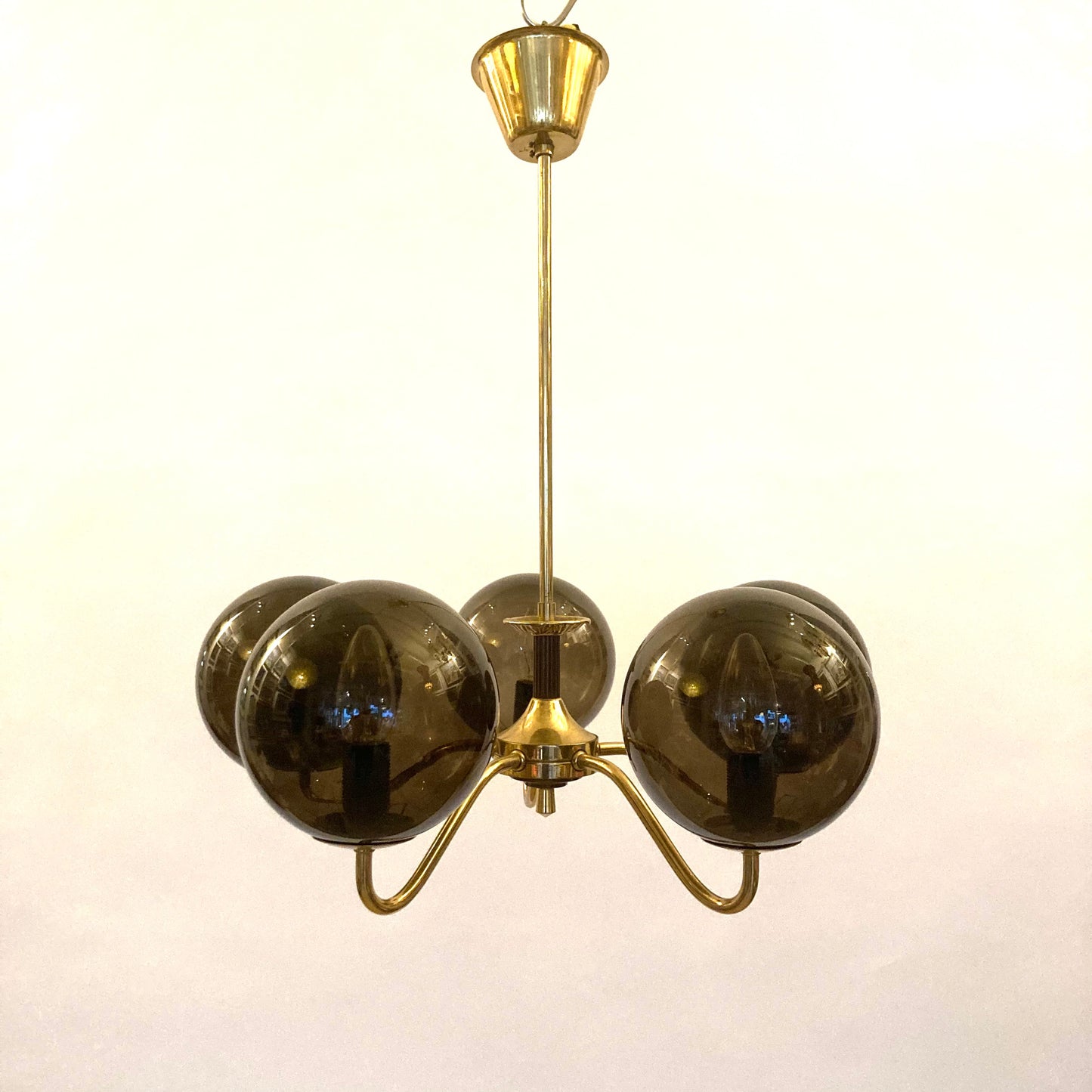 シーリングランプ ガラス＆真鍮 1960～70年代