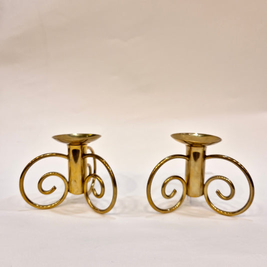 The pair of fine brass candlesticks from Firma Lars Holmström Arvika