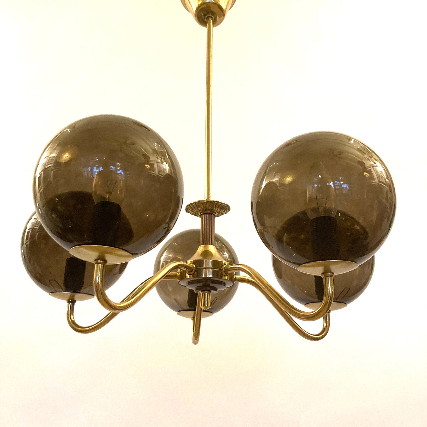シーリングランプ ガラス＆真鍮 1960～70年代