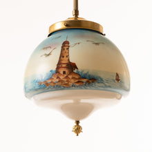 Load image into Gallery viewer, Taklampa målat glas mässing 1920-30-tal
