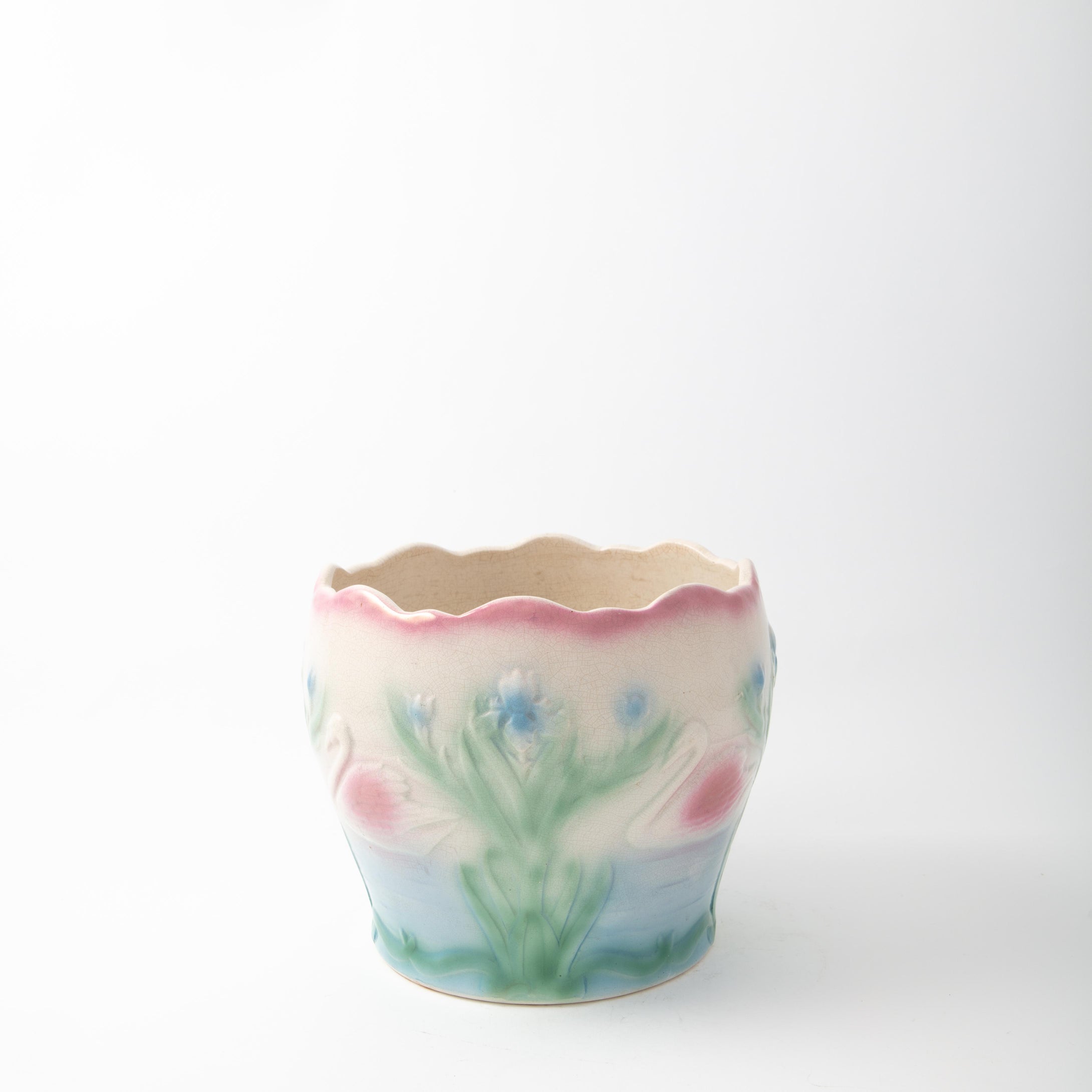Ytterfoder från Gustavsberg, jugend. H: 18,5cm och diam. 22cm. Gustavsberg art nouveau flower pot. H: 18,5cm/7,3″ and diam. 22cm/8,7″