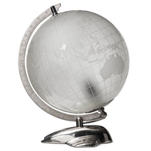 Ladda upp bild till gallerivisning, Jordglob från Flygsfors, 1950-tal, i glas med blästrad världskarta. 40,5cm hög. 1950&#39;s Flygsfors globe in glass. H: 15,9&quot;
